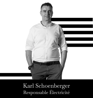 Portrait de Karl Schoenberger, Responsable Électricité de l'entreprise Alain Bonadei